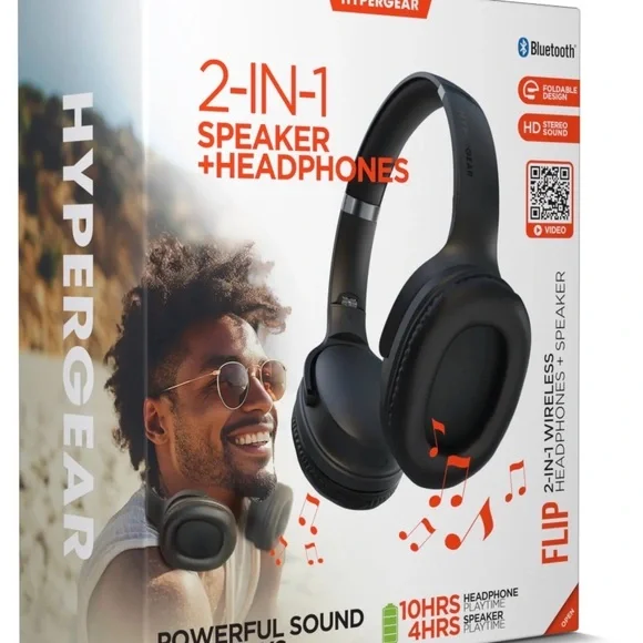HyperGear 2-in-1 Wireless Headphones and Speaker - Black - Picture 1 of 3